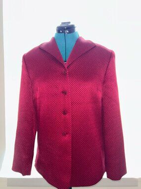 Red Silk & Wool Peacoat